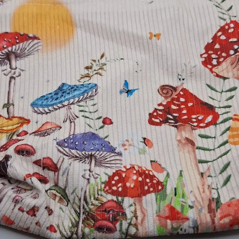 Mushroom corduroy cosmetic case makeup bag travel pouch